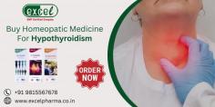 Hypothyroidism is when your thyroid gland cannot produce enough thyroid hormone. The thyroid gland is found in the neck, and the thyroid hormone it makes plays a crucial role in maintaining the metabolism. Homeopathy Medicine For Thyroid diseases can subtly correct the imbalance of thyroid hormone levels in the body. E-Thyroide Drops (AKG- 53) is an effective Homeopathic medicine that helps treat an underachieving thyroid problem. If you are searching for the best Homeopathy for Hypothyroidism Treatment, consult Excel Pharma. For online or offline consultation, Call or WhatsApp at +91 9815567678. 
