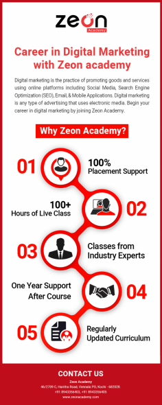 Zeon Academy offers the best Digital Marketing Course in Kochi, Kerala. Enroll now for a result-driven digital marketing course in Kochi