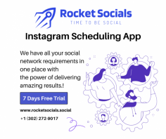 Our Instagram scheduling app helps you to schedule posts and manage your Instagram account. Available in iPhone, Android & Tablet and web interface so you can control your account wherever you are and whenever you want! Do more on social networks in less time with Rocket Socials! We are here to help you out every step of the way by creating posts and then scheduling them so they go live exactly when you want them. Visit our website for more information!
