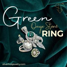 Enhance your jewelry collection with this stunning green onyx stone ring. The unique green color of the stone is sure to make a statement and add a touch of elegance to any outfit. Perfect for any occasion, buy this ring now and add a touch of luxury to your life.Limited stock available, so don't miss out on this amazing opportunity. Avail now at Silverhub Jewelry!
