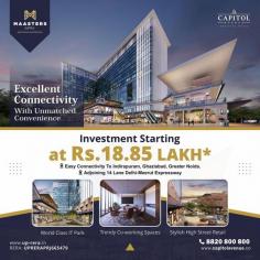 Excellent connectivity with unmatched comfort in Maasters capitol avenue by Maasters Infra.
• Seamlessly connected to Indirapuram, Ghaziabad, Greater Noida
• Well connected to Delhi via NH-24
• Investment starts at Rs.18.85 Lakhs only
• World-class IT park
• Multiple activity arena.
• Exquisite dining avenues.

For More Details Visit : www.capitolavenue.co
Email : crm@maastersinfra.com
Contact Number : 8820-800-800