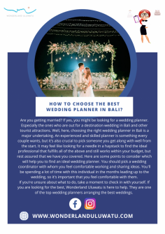 Bali wedding planner have access to the best venues, wedding professionals, and vendors in the area, ensuring couples have access to all the necessary elements to make their dream wedding a reality. From venues to catering, decorations, and entertainment, they will have the necessary contacts to ensure all the details are taken care of. They can also help with all services related to the wedding. 