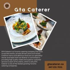 GTA Caterer is a Toronto catering company that does corporate events, private dinners and lunch boxes. Creative menus and delicious food are our speciality! Owner and head chef Ivan Bodnar is committed to providing high quality meals and superior customer service to each of his clients, which is why GTA Caterer is one of the fastest growing Toronto catering companies.