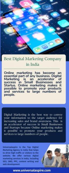 Universalaspire is a one stop solution for them who want to connect digital world with digital way. We have a highly qualified team in a different sector such as - Best Digital Marketing Company in India offer - Graphic Designing, Video Making, & SEO Marketing in India. Our team is experienced and experts in carrying out successful digital campaigns for our clients.