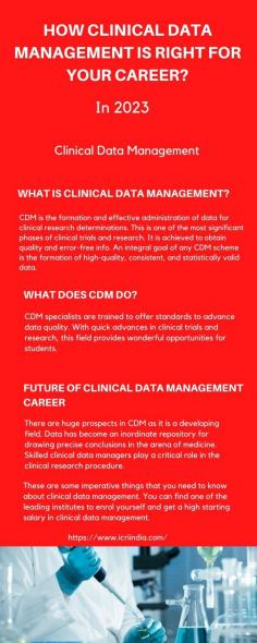 Clinical data management (CDM) is the handling of info that consequences from clinical trials. All facets of processing study info are a portion of clinical data management. This contains developing and preserving software systems, databases, processes, training, and protocols to provision collecting, cleaning, and handling subject or trial data.