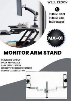 Placing your monitor at eye level whether you're sitting or standing can help reduce neck pain and eye strain. Easily mount most monitor displays to the flexible monitor arm. Tilt, angle, turn, or rotate your screen to the position that fits you best. Easy installation takes only minutes so you can get back to work faster. 

Visit us: https://wellergon.com/product/monitor-arms/

