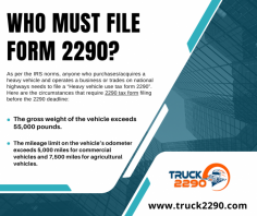 We provide you service to file your 2290 Form online. start filing with form1099online the best e-file provider site and within less time submit your accurate 2290 returns to the IRS. https://secure.truck2290.com/ 