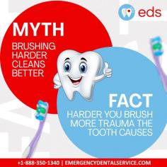 Brushing Myth vs Fact | Emergency Dental Service
Did you know? Hard brushing harms, not helps! Unlock a dazzling smile with gentle brushing. Experience healthier gums, enhanced sensitivity, and long-lasting oral health. Trust Emergency Dental Service for top-notch dental care. Schedule an appointment at 1-888-350-1340.  