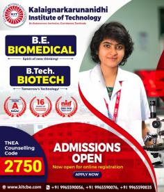KIT is recognized to be one of the best biotechnology colleges in Tamilnadu. A highly qualified team of professionals provide quality education to the students.
Are you in search of the best biomedical colleges in coimbatore? Then your search ends here! Join KIT and explore amazing education and great career opportunities.
https://kitcbe.com/biomedical-engineering
https://kitcbe.com/biotechnology

#bestbiotechnologycollegesintamilnadu #biotechnologycollegesincoimbatore #biotechnologycoursesincoimbatore #bestbiotechnologycollegesincoimbatore
#biomedicalcollegesincoimbatore
