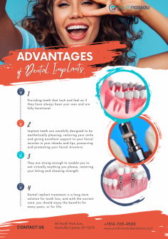 Dental implants are the most modern way to replace missing teeth and have been widely used for decades. Many people have benefitted from this treatment worldwide, discovering they can eat, talk, smile confidently, and enjoy life.

What are Dental Implants?
Usually, dental implants have three components:
- Implant screw
- Abutment
- Final restoration, such as a single implant crown

Multiple implants can support fixed bridges or removable implant dentures, including immediate implant placement for treatments like All-on-FourTM.

The implant screw is specially treated to encourage integration with the jawbone surrounding it. Over several months, new bone cells grow on and around the implant, gradually fusing it in place during a process called osseointegration. It typically takes between three and six months for osseointegration to occur fully.

At our dental center, we prefer to use high-quality implant components and the latest restorative materials, believing our patients deserve the best. These materials result in teeth that are highly aesthetic and fully functional, restoring your ability to bite and chew food with teeth that look beautiful and feel natural.

Read more: https://www.southnassaudentalarts.com/dental-implants/

South Nassau Dental Arts
85 N Park Ave, 
Rockville Centre, NY 11570
Tel.: 516-763-4500
Fax.: 516-763-4502
Web Address https://www.southnassaudentalarts.com/
https://southnassaudentalarts.business.site/
E-mail info@southnassaudentalarts.com

Our location on the map: https://goo.gl/maps/fD7CvsFSWKa1oLkF8

Nearby Locations:
Rockville Centre | Lynbrook | East Rockaway | Oceanside | Baldwin
11570, 11571 | 11563 | 11518 | 11572, 11510 | 11575

Working Hours:
Monday: 7am - 5pm
Tuesday: 8am - 7pm
Wednesday: 7am - 6pm
Thursday: 7am - 2pm
Friday: Closed
Saturday: Closed
Sunday: Closed

Payment: cash, check, credit cards.
