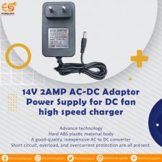 14V 2AMP AC-DC Adaptor Power Supply for DC fan high speed charger 
This AC-DC Adaptor Power Supply is a must-have for your charging needs. It is small and light and does not require an external power source to function. This power supply will give you the power you need to charge your phone, tablet, or other device without having to find an outlet. This 14V 2AMP AC-DC Adaptor Power Supply for DC fan high speed charger can be used to power your device that requires DC fan power. This is a power supply for a DC fan high speed charger. It can be used to power a DC fan high speed charger or a DC fan low speed charger. The power supply has an output voltage of 14V and a current of 2A. This device is able to operate at up to 14 volts, and has an output voltage of 3.3 volts. The power supply also has a fully insulated case to prevent any unwanted damage to the internal components.
Features:-
•	A good-quality, inexpensive AC to DC converter
•	Short circuit, overload, and overcurrent protection are all present.
•	Advance technology
•	Hard ABS plastic material body
