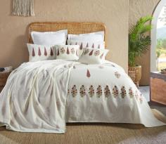 Buy Azalea Block Printed Bedding Set Queen Size With 2 Pillow Covers Online at Wooden Street