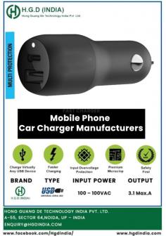 "Looking for reliable mobile phone car charger manufacturers? Look no further! Our top-quality chargers are designed to keep your devices powered up on the go. With fast charging capabilities and durable construction, our chargers are the perfect solution for busy professionals and travelers. Trust our reputable manufacturing expertise to provide you with superior products that meet your charging needs. Shop now and never run out of battery again! Contact us today!

For any Enquiry Call us at : +91-9999973612  
Or Drop a Mail on : Enquiry@hgdindia.com, Our site : www.hgdindia.com"

