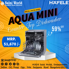 Upgrade your kitchen with our exclusive limited-time offer! Enjoy a massive 59% discount on the Hafele Aqua Mini Dishwasher – your kitchen's new best friend. Say goodbye to endless dishwashing and hello to convenience!

Key Features:
✅ Compact & Space-Saving
✅ Efficient & Quiet Operation
✅ Energy & Water Saver
✅ Sparkling Clean Dishes Every Time

Transform your daily routine and make life easier with this game-changing appliance. Hurry, this offer won't last long!

