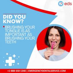 Did You Know About Tongue | Emergency Dental Service
Did you know? Brushing your tongue is as important as brushing your teeth to maintain oral health! Don't let dental emergencies catch you off guard. Trust our Emergency Dental Service for immediate care and relief. Your smile is our priority! Schedule an appointment at 1-888-350-1340.