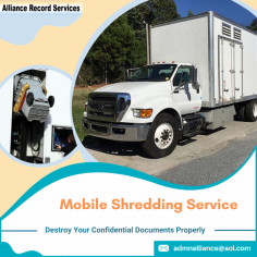 Confidential Mobile Shredding Service

Our customized mobile shredding vehicles have precision destruction equipment and can quickly destroy your sensitive information. We ensure that your files are disposed of with the utmost security. For more information, mail us at admnalliance@aol.com.