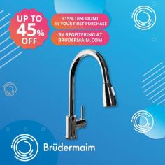 Upgrade your kitchen space with Brudermaim. Our stylish and modern chrome kitchen faucet consist pull-down sprayer. This cutting-edge fixture combines form and function, that improve your contemporary kitchen decor. Its chrome finish adds a touch of elegance. Also, we are offering an exclusive 15% discount on your first purchase, so you can enjoy this modern convenience at an even more attractive price. Take advantage of this limited-time offer.
