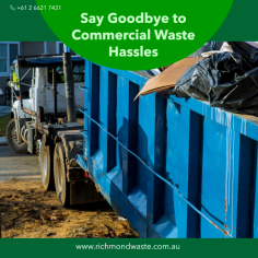 Are you tired of the constant challenges and headaches associated with commercial waste management? It's time to make your business operations smoother and more efficient by partnering with us. Our expert solutions will help you bid farewell to commercial waste hassles once and for all. 
https://richmondwaste.com.au/commercial-waste-management/