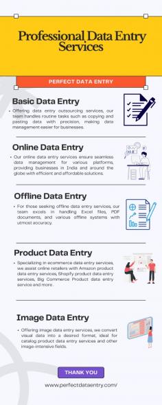 https://perfectdataentry.com/data-entry-services/ Data entry services involve the process of entering, updating, and managing various types of data into a computer system or database. This can include a wide range of information such as names, addresses, financial records, inventory details, and more. Data entry services are crucial for businesses and organizations to maintain accurate and up-to-date records, which in turn helps in decision-making, analysis, and other business operations.