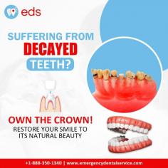 Don't suffer from the pain of decayed teeth any longer. Reclaim your smile's beauty and confidence. Emergency Dental Service transforms decayed teeth & restores their natural beauty. Say goodbye to suffering and hello to a healthy smile. For Emergency Dental Care Service call 1-888-350-1340.