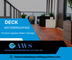 Protect Your Deck from Damage

Excessive rain or water leakages can damage decks and lead to expensive repair or replacement costs. Our waterproofing specialists use premium coating materials to safeguard your deck surface. Send us an email at info@advancedwaterproofingsystems.com for more details.
