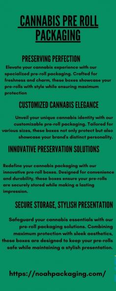 
Elevate your cannabis experience with our Cannabis Pre Roll Packaging. Tailored for freshness and charm, these boxes showcase your pre-rolls with style while ensuring maximum protection. Crafted with precision and customizable to reflect your brand's identity, our packaging solutions redefine the presentation of premium cannabis products.