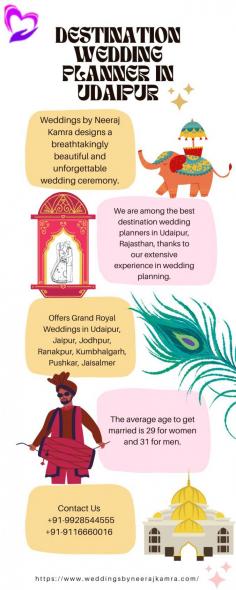 Enjoy the best destination wedding planning with skilled wedding organisers in Udaipur. We provide tailored packages that cover everything from cuisine to decorations to guest management and venue selection. Reach out to us to learn more about our offerings and to begin planning your ideal wedding.

For Bookings & Enquiries Contact Us- +91 91166 60016  /   +91 9928544555

Or Visit Our Website To Know More At- https://www.weddingsbyneerajkamra.com/