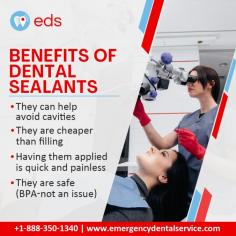 Benefits Of Dental Sealants | Emergency Dental Service

Dental sealants offer multiple benefits: cavity prevention, cost-effectiveness compared to fillings, quick and painless application, and safety (BPA is not an issue). Protect your smile effortlessly with this easy and affordable dental solution. Schedule an appointment at 1-888-350-1340.