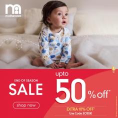 End of season sale: Shop from the latest range of EOSS baby clothing and products sale online at Mothercare India. Get best discounts at Mothercare End of Season Sale at our website