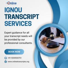 Online Transcript is a Team of Professionals who helps Students apply their Transcripts, Duplicate Marksheets, and Duplicate Degree Certificate (In case of lost or damage) directly from their Universities, Boards, or Colleges on their behalf. Online Transcript focuses on the issuance of Academic Transcripts and making sure that the same gets delivered safely & quickly to the applicant or at the desired location. https://onlinetranscripts.org/transcript/ignou-university-delhi/