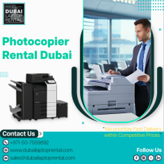 Dubai Laptop Rental Company offers you the best Services of Photocopier Rental in Dubai. we provide a comprehensive range of high-quality printers and photocopiers from the world’s best manufacturers. For More Info Contact us: +971-50-7559892 Visit us: https://www.dubailaptoprental.com/copier-rental-dubai/