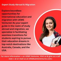 Explore boundless opportunities for international education and migration with UEMS Ventures! As your expert guide in the realm of study abroad and migration, we specialize in facilitating seamless transitions for students aspiring to pursue their education dreams in top-notch destinations like Australia, Canada, and the USA.
At UEMS Ventures, we understand the significance of a global education experience and the transformative impact it can have on your future. Our dedicated team of professionals is committed to providing comprehensive support and guidance throughout your journey, ensuring that you make informed decisions every step of the way.
For more information » on UEMS Ventures, Visit us & give us a call now +91 9833808612 » at  or mail us at info@uemsventures.com»