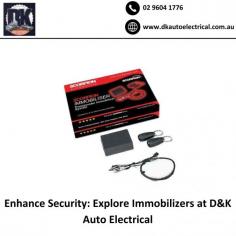 Upgrade your vehicle's security with D&K Auto Electrical! Discover advanced immobilizers at https://dkautoelectrical.com.au/products/. Our cutting-edge solutions provide extra protection against theft, giving you peace of mind on every journey. Explore the range for your car's security upgrade. Drive with confidence, drive with D&K!