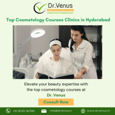 Elevate your career in cosmetology at Dr. Venus, Hyderabad's premier training clinic. Our top-rated cosmetology courses provide hands-on experience in cutting-edge techniques, skincare, and aesthetics. Gain expertise under expert guidance, empowering you for a successful future. Join the ranks of skilled professionals with our top cosmetology courses in Hyderabad.