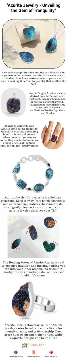 A Gem of Tranquility Dive into the world of Azurite, a gemstone that mirrors the calm of a serene ocean. Its deep blue hues evoke a sense of peace and clarity, making it perfect for jewelry that soothes the soul.
Azurite Origins Azurite's name is derived from the Persian word 'lazhward,' meaning blue. Mined in various parts of the world, this gemstone has a rich history dating back to ancient civilizations like the Egyptians and Greeks.