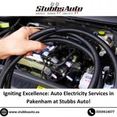 Power up your driving experience with Stubbs Auto's Auto Electricity Services in Pakenham. Our skilled technicians specialize in diagnosing and resolving electrical issues, ensuring your vehicle runs smoothly. From battery diagnostics to complex electrical repairs, trust us to keep your car in top-notch condition. Explore our comprehensive services at https://stubbsauto.au/services/electrical-services/ and experience the difference of precision in auto electrical solutions. Drive with confidence, drive with Stubbs Auto – where excellence meets ignition!