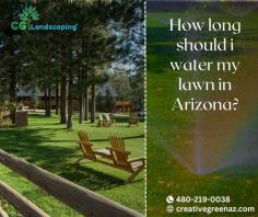 Proper Lawn Watering in Arizona: Finding the right balance is key. In the arid climate of Arizona, it is generally recommended to water your lawn deeply and infrequently. Aim for about 1 to 1.5 inches of water per week, divided into two or three watering sessions. This encourages deep root growth and helps your lawn withstand the heat. Remember, adjusting watering schedules based on weather conditions is crucial for maintaining a healthy and water-efficient lawn in Arizona!

Contact us today for a FREE consultation!
480-219-0038
https://creativegreenaz.com/cgl-lp/
