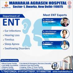 The diagnosis and treatment of conditions affecting the ear, nose, throat, and other head and neck tissues is the department of ENT's area of expertise. Consult the doctor at the Maharaja Agrasen Hospital in Dwarka, Delhi, for advice or treatment. At the Maharaja Agrasen Multispecialty Hospital in Dwarka, you may find the best doctors in orthopedics, neurology, cardiology, gynecology, ENT, dermatology, etc.