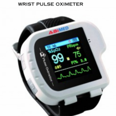A wrist pulse oximeter is a compact medical device used to measure the oxygen saturation level (SpO2) and pulse rate of an individual's blood. Display of PI value.  Data stored can be transferred to PC