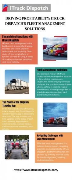 Elevate your logistics game with iTruck Dispatch's Fleet Management Solutions. Our industry-leading dispatch tracking app and comprehensive fleet management solution are designed for Driving Profitability. Effortlessly manage loads and enhance operational efficiency. Visit here to know more:https://livepositively.com/driving-profitability-itruck-dispatch-s-fleet-management-solutions/