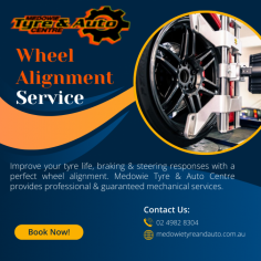 Enhance handling, efficiency, and safety with precise wheel alignment at Medowie Tyre & Auto Centre. Latest tech ensures accurate results. Call us today on (02) 9439 8118. Visit us at https://medowietyreandauto.com.au/wheel-alignment/