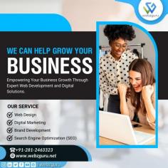 Unleash the potential of your business with WebzGuru! Our expert team is here to help you grow and thrive in the digital landscape. Let's turn your vision into success!
Email: info@webzguru.net
Call: +91-281-2463323
#GrowWithWebzGuru #BusinessGrowth #DigitalSuccess #ThriveOnline #StrategicGrowth #SuccessPartner #InnovateToThrive #BusinessTransformation #WebzGuruAdvantage #ElevateYourBrand #ResultsMatter #UnlockPotential #webzguru
