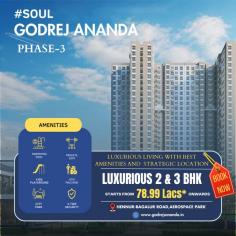 
Godrej Ananda Phase 3, the heart of Bangalore, offers premium 2 & 3 BHK apartments from 74.99 Lacs*. 2 acres of greenery, a grand clubhouse, and strategic location near the airport and school.

