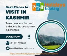 Best Places to Visit in Kashmir
With its snow-covered slopes and alpine summits, Kashmir is like heaven on earth. Kashmir offers it all—hiking, alone travel, and relaxing family getaways. Kashmir offers visitors a little bit of everything, including a valley of flowers, peaceful lakes, breathtaking scenery, and great hiking paths. With its amazing attractions, Kashmir is undoubtedly one of the best places to visit in Kashmir and one you'll want to return to.
For more details visit us at: https://www.holidaysbookin.com/destination/kashmir 