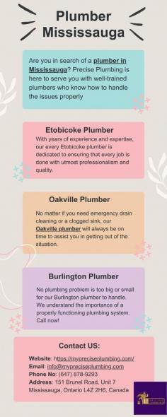 Are you in search of a plumber in Mississauga? Precise Plumbing is here to serve you with well-trained plumbers who know how to handle the issues properly.