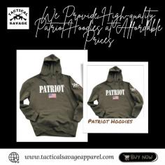 At Tactical Savage Apparel, we're proud to offer top-notch Patriot Hoodies that combine premium quality with affordability! Our hoodies are crafted with precision and passion, ensuring durability and comfort without compromising on style. Whether you're showcasing your patriotic spirit at events or simply enjoying everyday wear, our Patriot Hoodies are the perfect choice. With a wide range of designs and sizes, there's something for everyone in our collection. Elevate your wardrobe without breaking the bank, and make a bold statement of allegiance to your country with every outfit. Choose Tactical Savage Apparel for high-quality hoodies that won't disappoint, because patriotism and style should never come at a high price. https://tacticalsavageapparel.com/products/patriot-hoodie