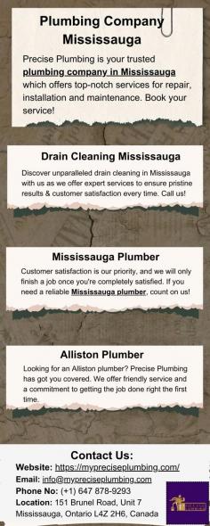 Precise Plumbing is your trusted plumbing company in Mississauga which offers top-notch services for repair, installation and maintenance.  Book your service!
