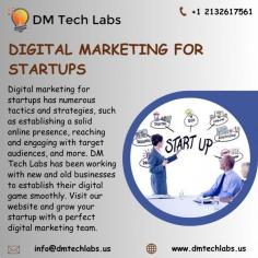 Digital marketing for startups has numerous tactics and strategies, such as establishing a solid online presence, reaching and engaging with target audiences, and more. DM Tech Labs has been working with new and old businesses to establish their digital game smoothly. Visit our website and grow your startup with a perfect digital marketing team. 
