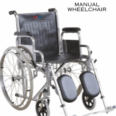  A manual wheelchair is a mobility device designed to assist individuals with limited mobility in moving around independently.  Full length padded detachable armrests. PVC solid castor and rear wheel