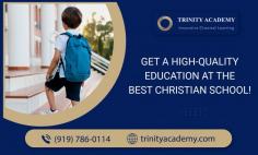 Get a Dedicated Christian School for Your Child!

Our best Christian schools in Wake County embrace this legacy, offering pupils with an immersive atmosphere where trust is woven into every facet of their education journey. By incorporating faith teachings into their strict curriculum, learners receive teaching that not only encourages their intellectual development but also boosts their moral compass as well as character. Get in touch with Trinity Academy!
